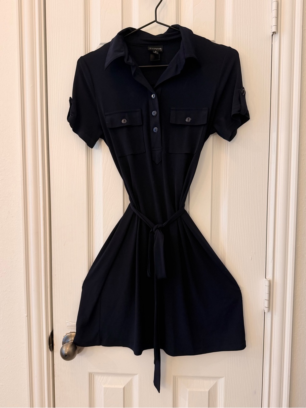 Enfocus Studio Navy Polo Shirt Dress with Tie Waist